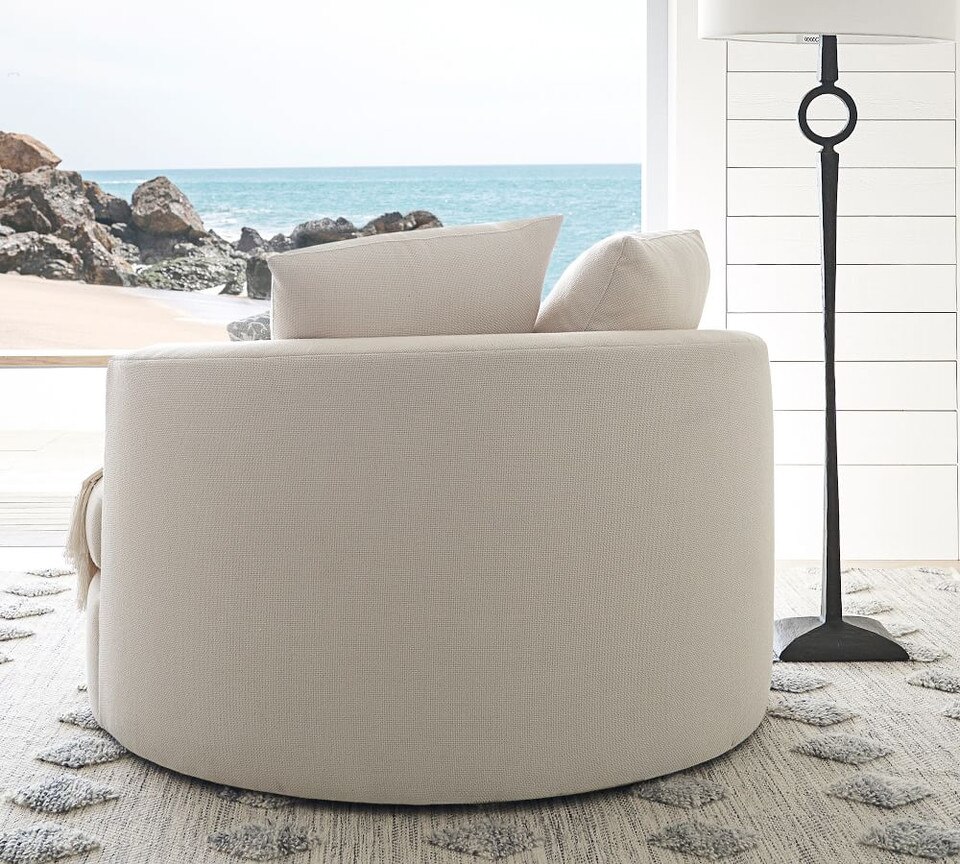 Balboa Upholstered Swivel Armchair Pottery Barn Australia